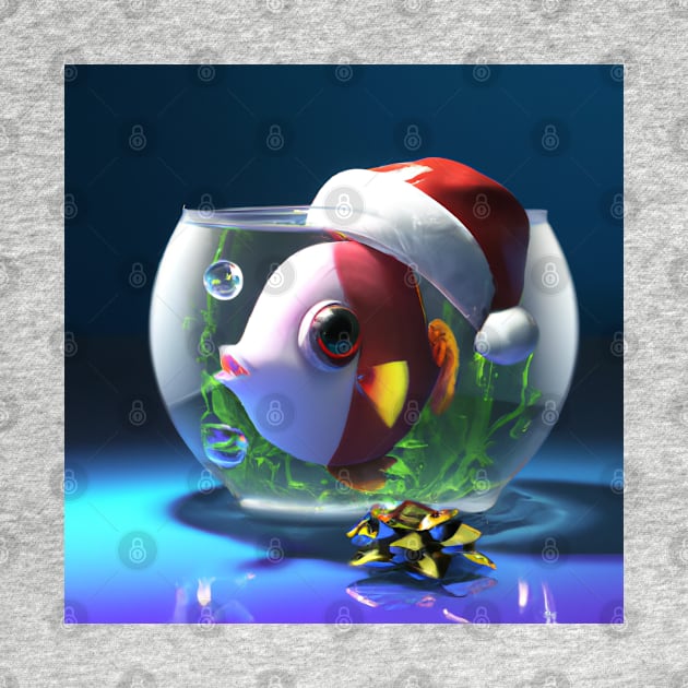 Fish in Bowl with Santa Hat by Honeynandal